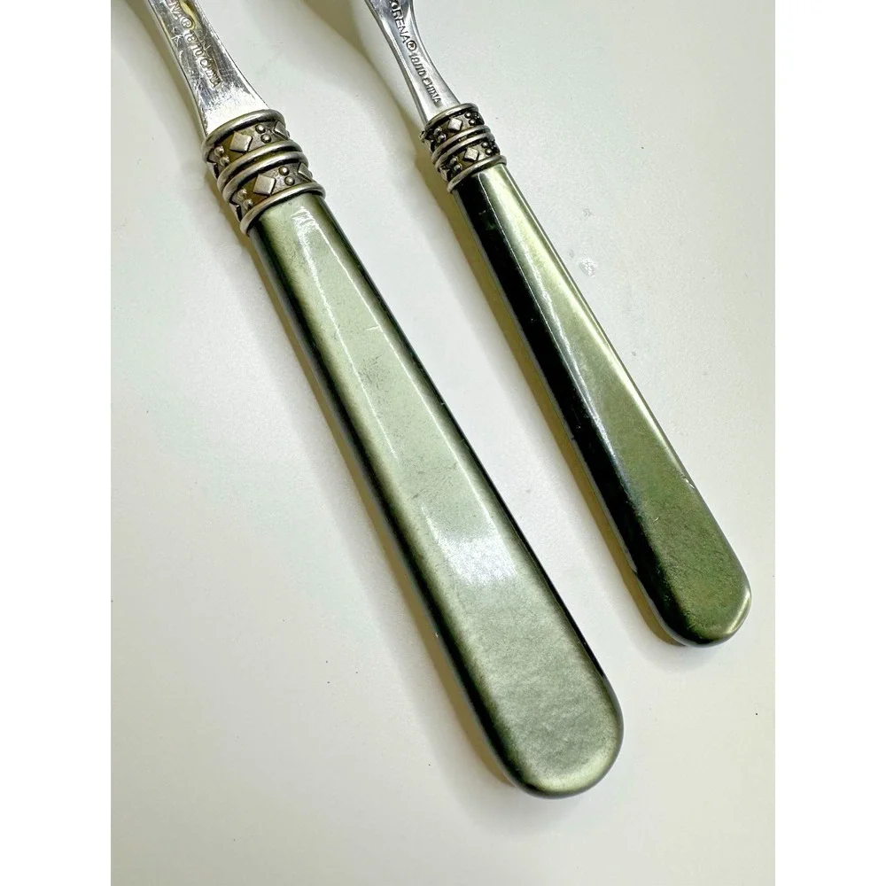 Lorena 18/10 Lucite Pine Pearlized Handle Flatware Butter Knife Table Spoon